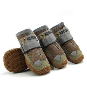 Pet Non-Skid Booties, Waterproof Socks Breathable Small to Large Size (4PCS/Set) Paw Protector (Color: Brown, size: XL)