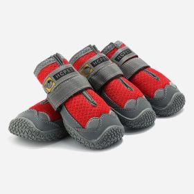 Pet Non-Skid Booties, Waterproof Socks Breathable Small to Large Size (4PCS/Set) Paw Protector (Color: Red, size: S)