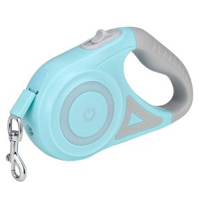 r16FT Retractable Dog Leash Extendable Pet Leash Dog Walking Leash with Flashlight RGB Light 2 Rolls of Waste Bags Dispenser Fit for 66-110lbs (Color: Green)