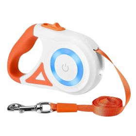 r16FT Retractable Dog Leash Extendable Pet Leash Dog Walking Leash with Flashlight RGB Light 2 Rolls of Waste Bags Dispenser Fit for 66-110lbs (Color: Orange)