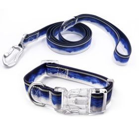 Adjustable High - quality Reflective print leash set  Durable Waterproof No - tangle Night walks Morning jogs Camping adventures Beach outings (Color: white clouds, size: S)