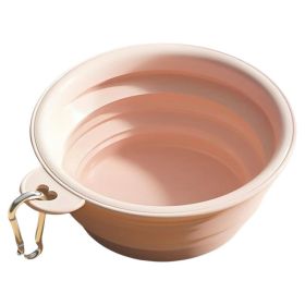 Macaron Color Portable Foldable Travel Bowl for Dogs Lightweight Space-Saving Pet Feeding Drinking Outdoor Use 350ml (Color: Pink)