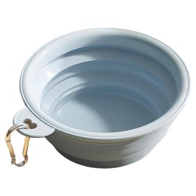 Macaron Color Portable Foldable Travel Bowl for Dogs Lightweight Space-Saving Pet Feeding Drinking Outdoor Use 350ml (Color: Blue)