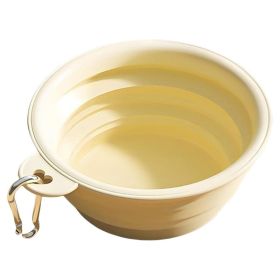 Macaron Color Portable Foldable Travel Bowl for Dogs Lightweight Space-Saving Pet Feeding Drinking Outdoor Use 350ml (Color: Yellow)